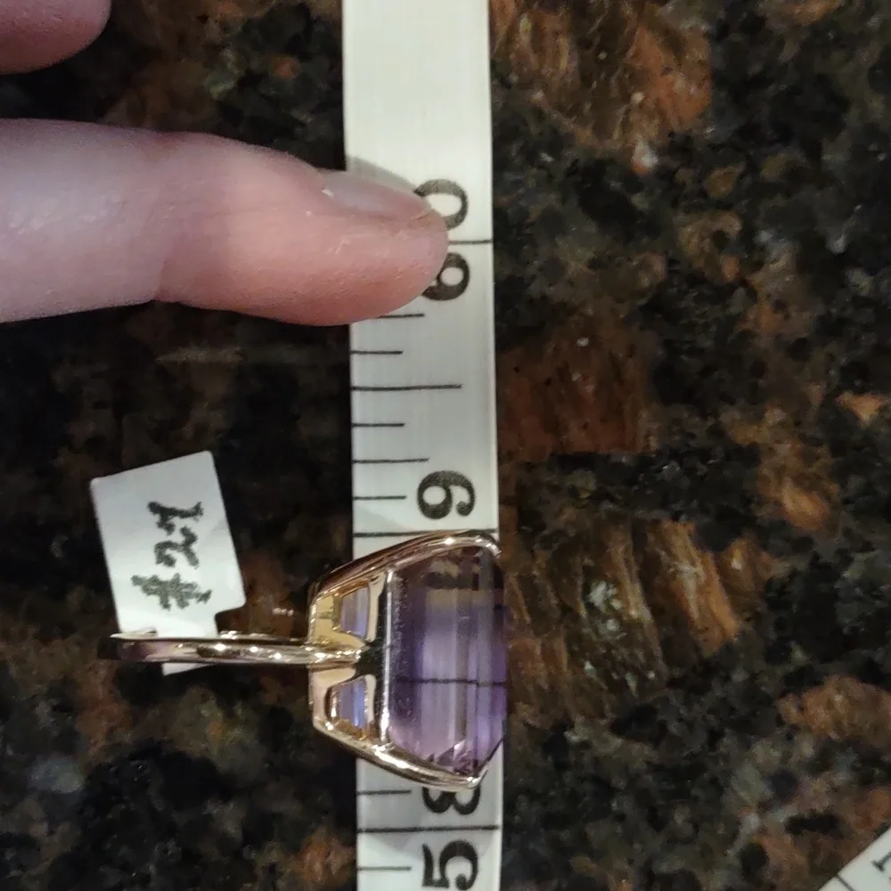 Ametrine ring 14kt yellow gold Large Statement Ring